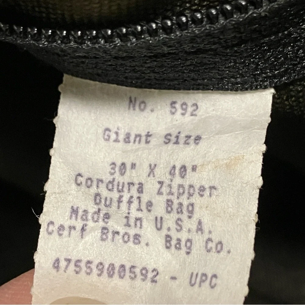 Vintage Camp Inn Giant Duffel Bag Green Nylon 30”x40” Made in USA